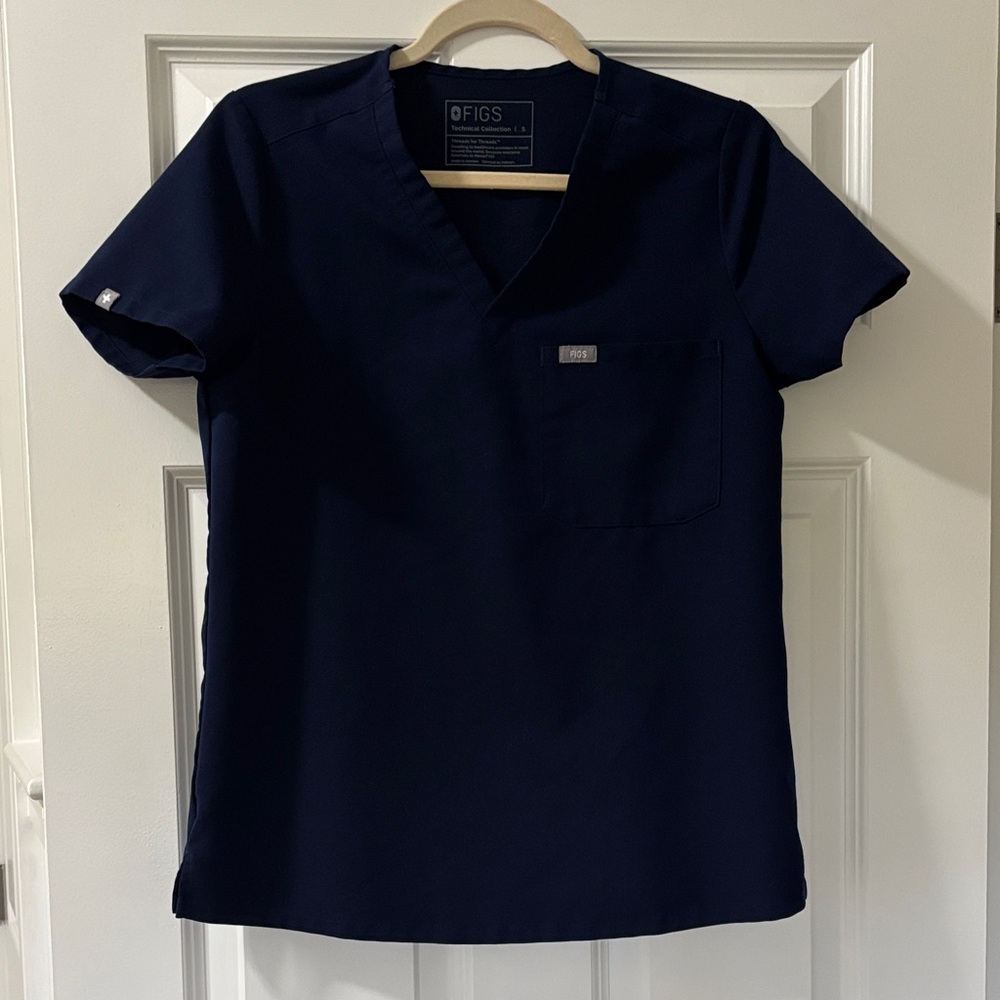 Figs Navy Blue V-Neck Scrub Top